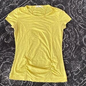 Athleta Yellow Fastest Track Short Sleeve Tee Size Medium